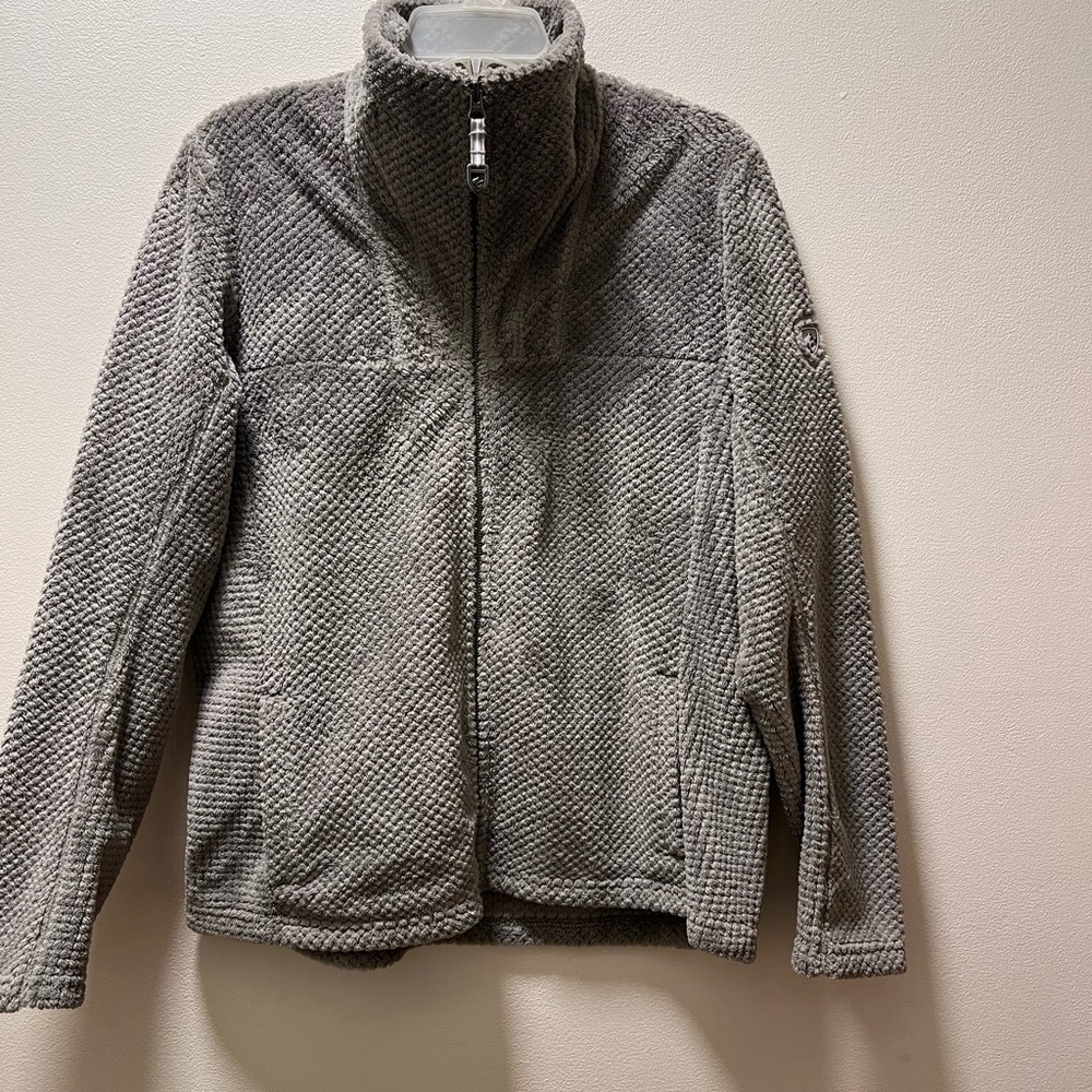 Kuhl Technical Textured Fleece Full-Zip Mock Neck Casual Jacket, Women’s L, Gray - Picture 3 of 7